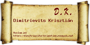 Dimitrievits Krisztián névjegykártya