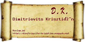 Dimitrievits Krisztián névjegykártya